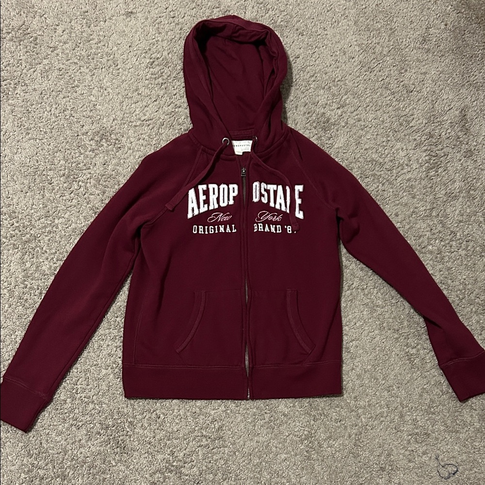 Aeropostale Burgundy Zip-Up Hoodie